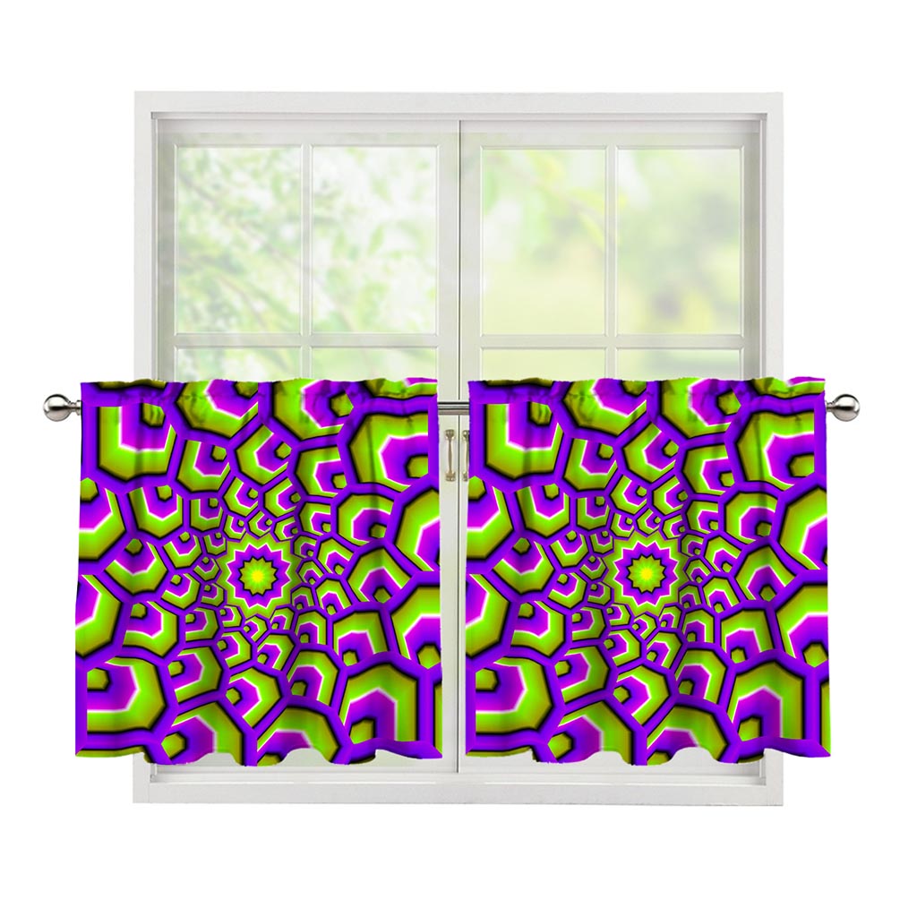 Green Hive Moving Optical Illusion Tier Curtains