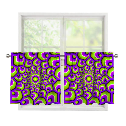 Green Hive Moving Optical Illusion Tier Curtains