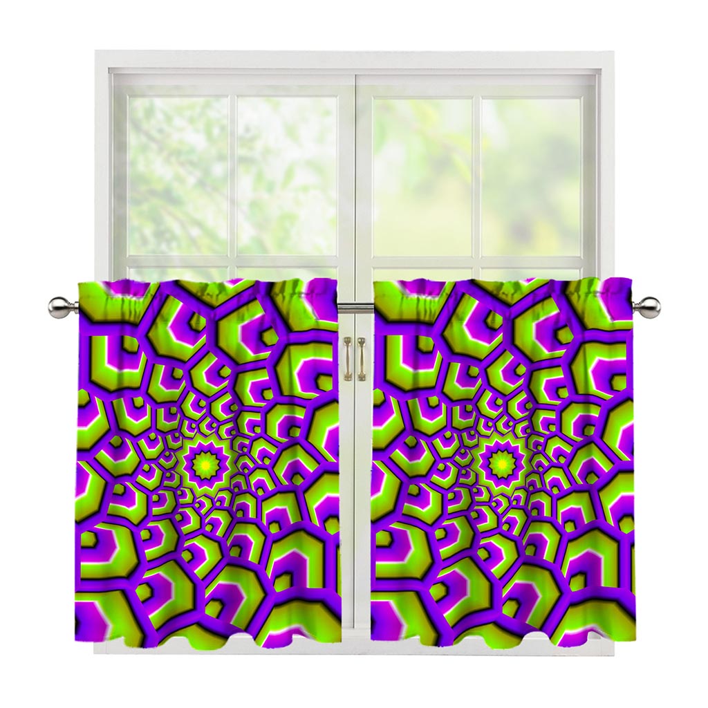Green Hive Moving Optical Illusion Tier Curtains