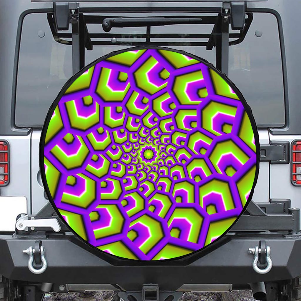 Green Hive Moving Optical Illusion Tire Cover
