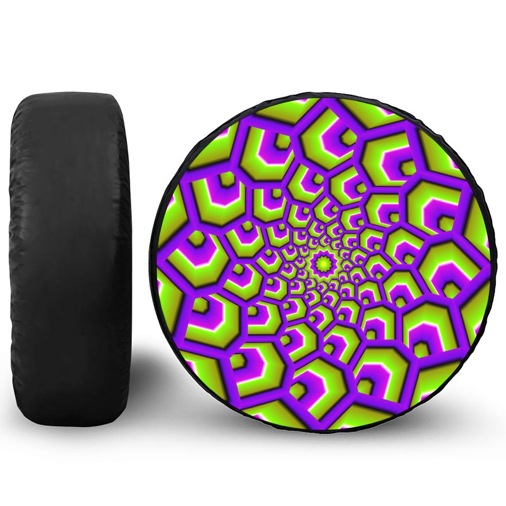 Green Hive Moving Optical Illusion Tire Cover