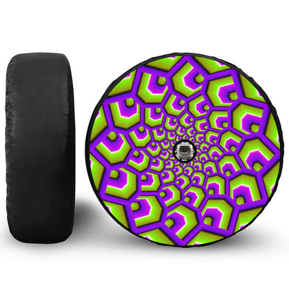 Green Hive Moving Optical Illusion Tire Cover With Camera Hole