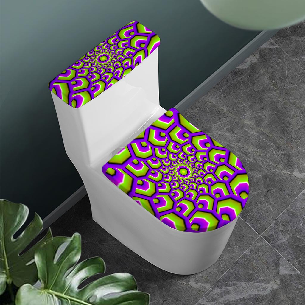 Green Hive Moving Optical Illusion Toilet Lid And Tank Cover Set
