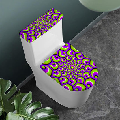 Green Hive Moving Optical Illusion Toilet Lid And Tank Cover Set