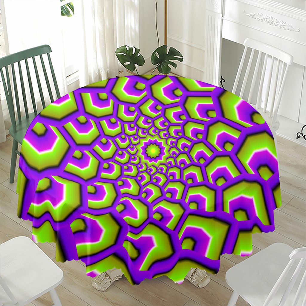 Green Hive Moving Optical Illusion Waterproof Round Tablecloth