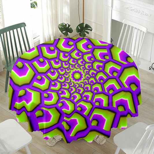 Green Hive Moving Optical Illusion Waterproof Round Tablecloth