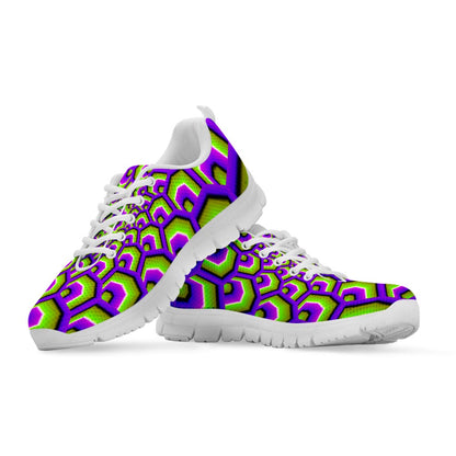 Green Hive Moving Optical Illusion White Running Shoes