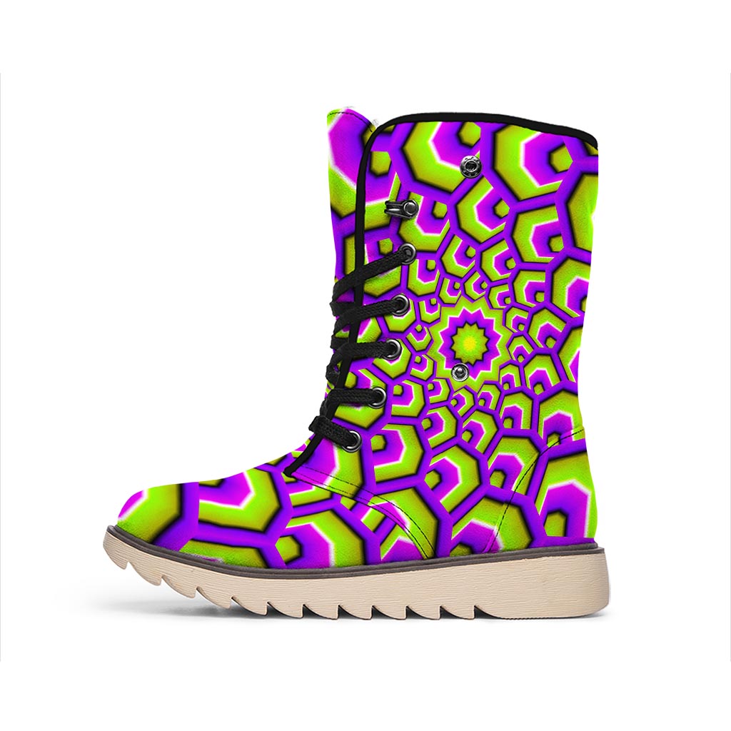 Green Hive Moving Optical Illusion Winter Boots