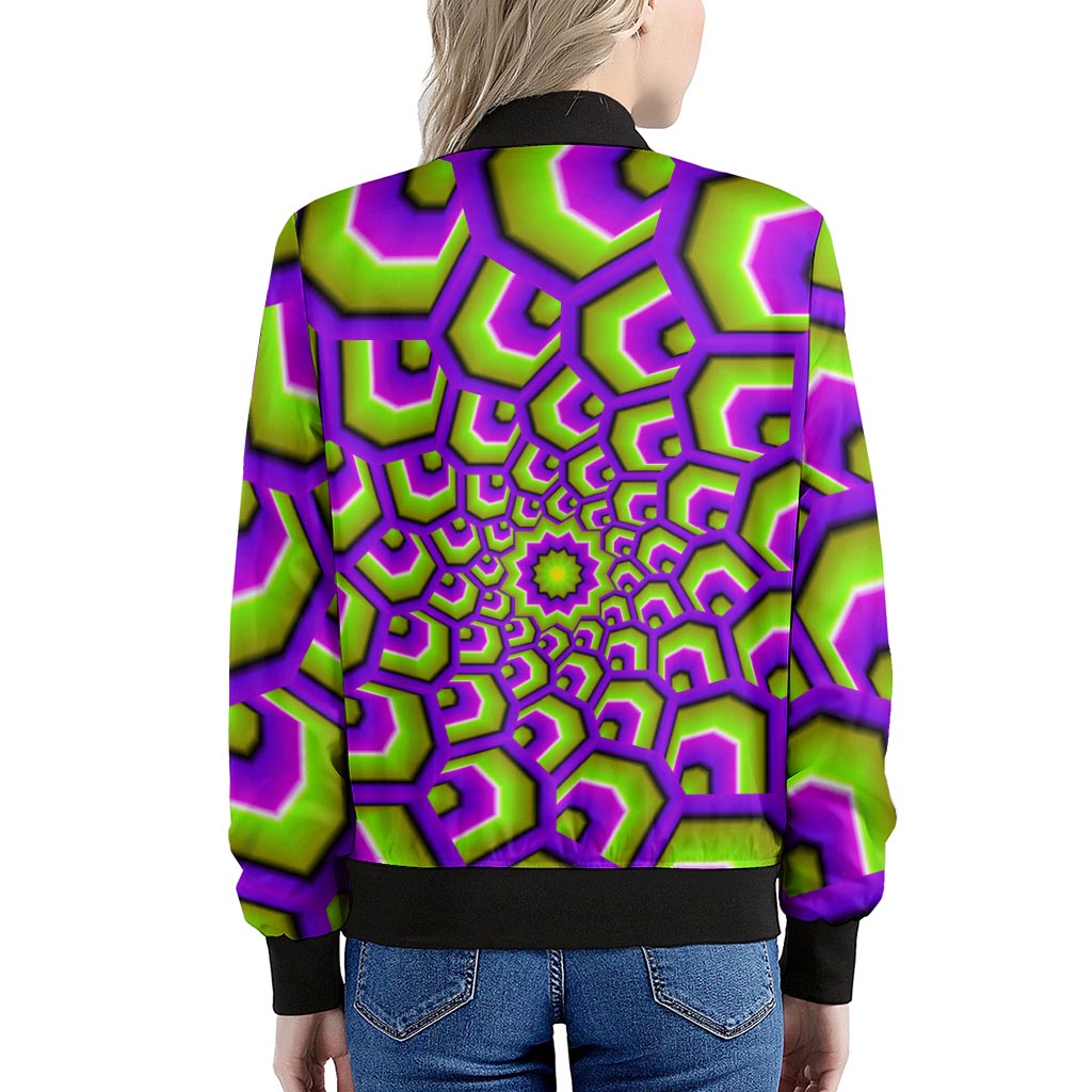 Green Hive Moving Optical Illusion Women's Bomber Jacket
