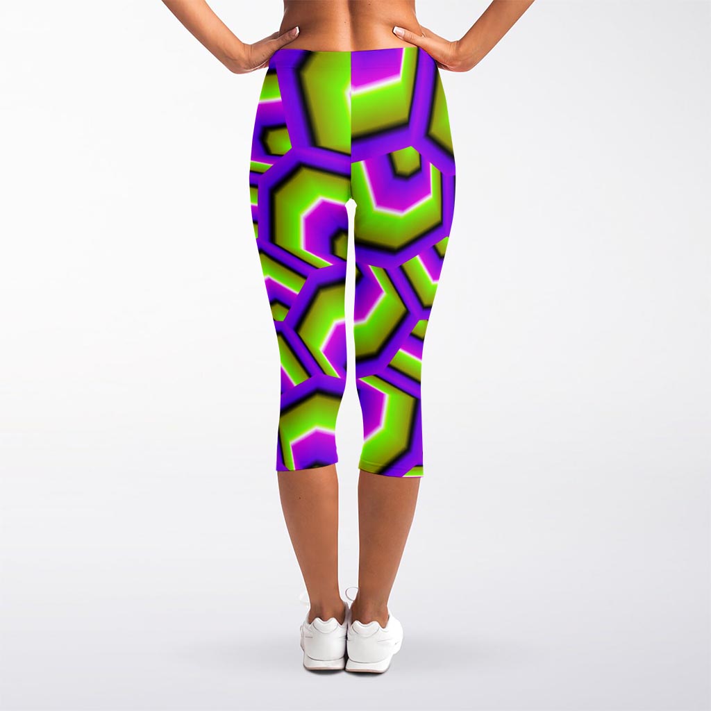 Green Hive Moving Optical Illusion Women's Capri Leggings