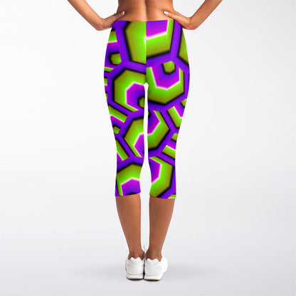 Green Hive Moving Optical Illusion Women's Capri Leggings