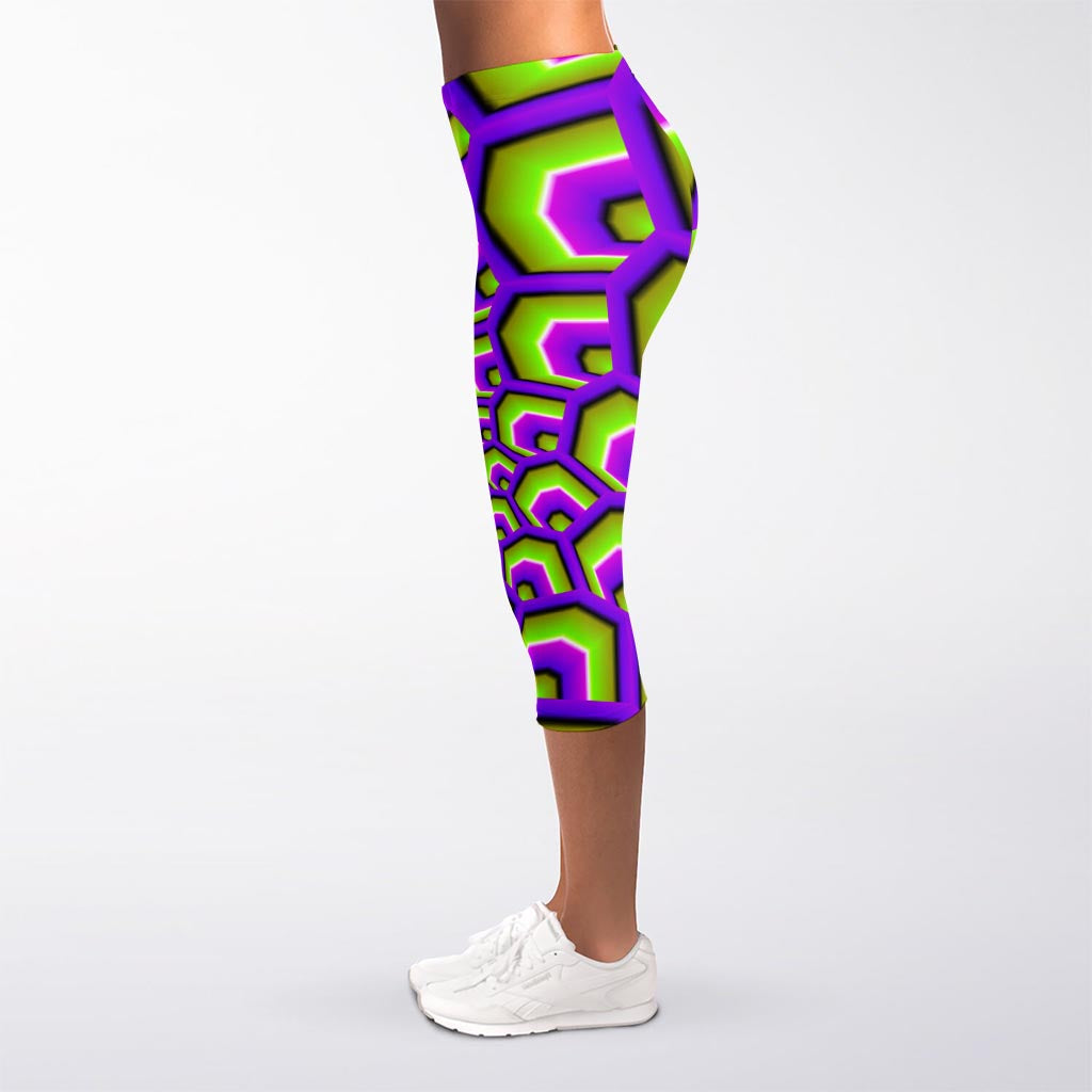 Green Hive Moving Optical Illusion Women's Capri Leggings