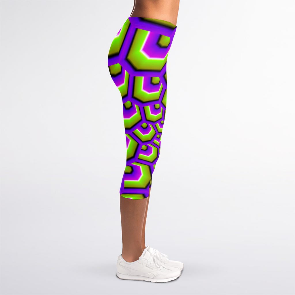 Green Hive Moving Optical Illusion Women's Capri Leggings
