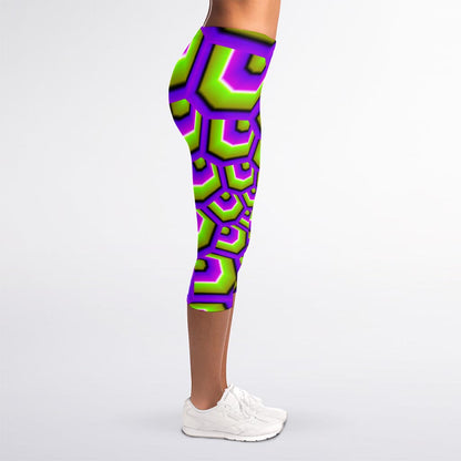 Green Hive Moving Optical Illusion Women's Capri Leggings