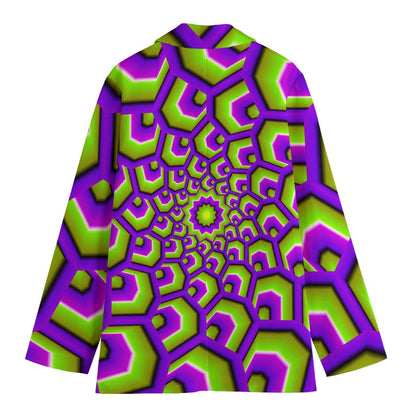 Green Hive Moving Optical Illusion Women's Cotton Blazer