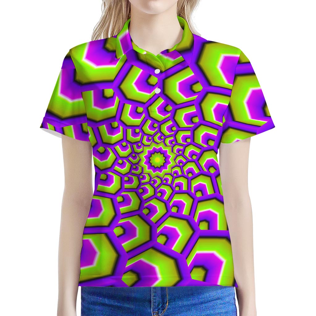 Green Hive Moving Optical Illusion Women's Polo Shirt