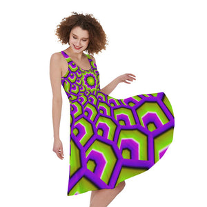 Green Hive Moving Optical Illusion Sleeveless Knee Length Dress – GearFrost
