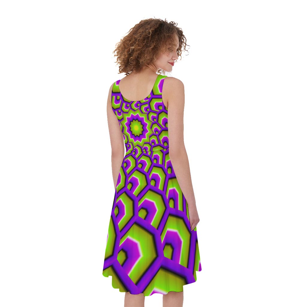 Green Hive Moving Optical Illusion Women's Sleeveless Dress