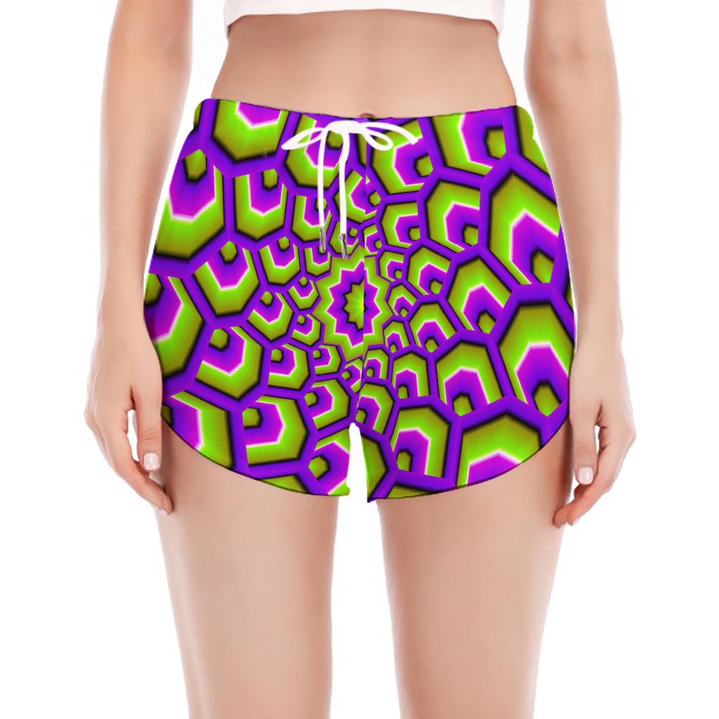 Green Hive Moving Optical Illusion Women's Split Running Shorts