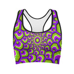 Green Hive Moving Optical Illusion Women's Sports Bra