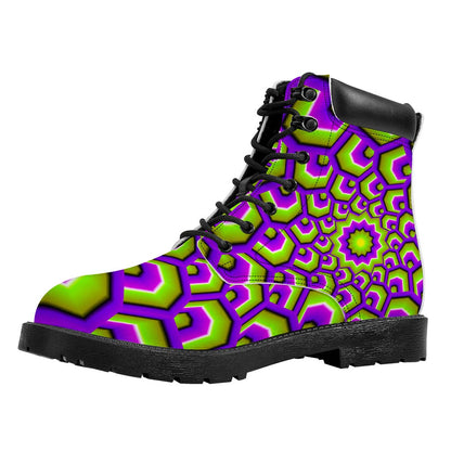Green Hive Moving Optical Illusion Work Boots