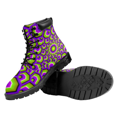 Green Hive Moving Optical Illusion Work Boots