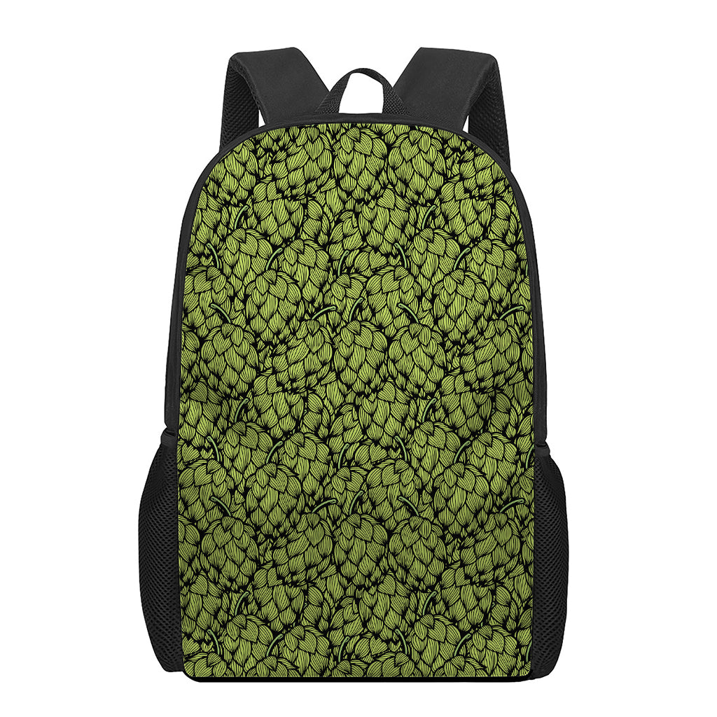 Green Hop Cone Pattern Print 17 Inch Backpack