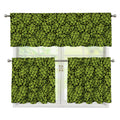 Green Hop Cone Pattern Print 3 Piece Kitchen Curtains