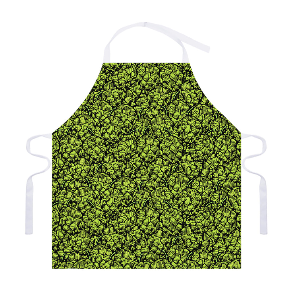 Green Hop Cone Pattern Print Adjustable Apron