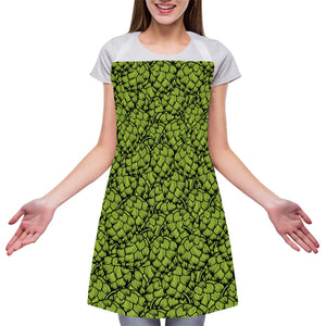 Green Hop Cone Pattern Print Adjustable Apron