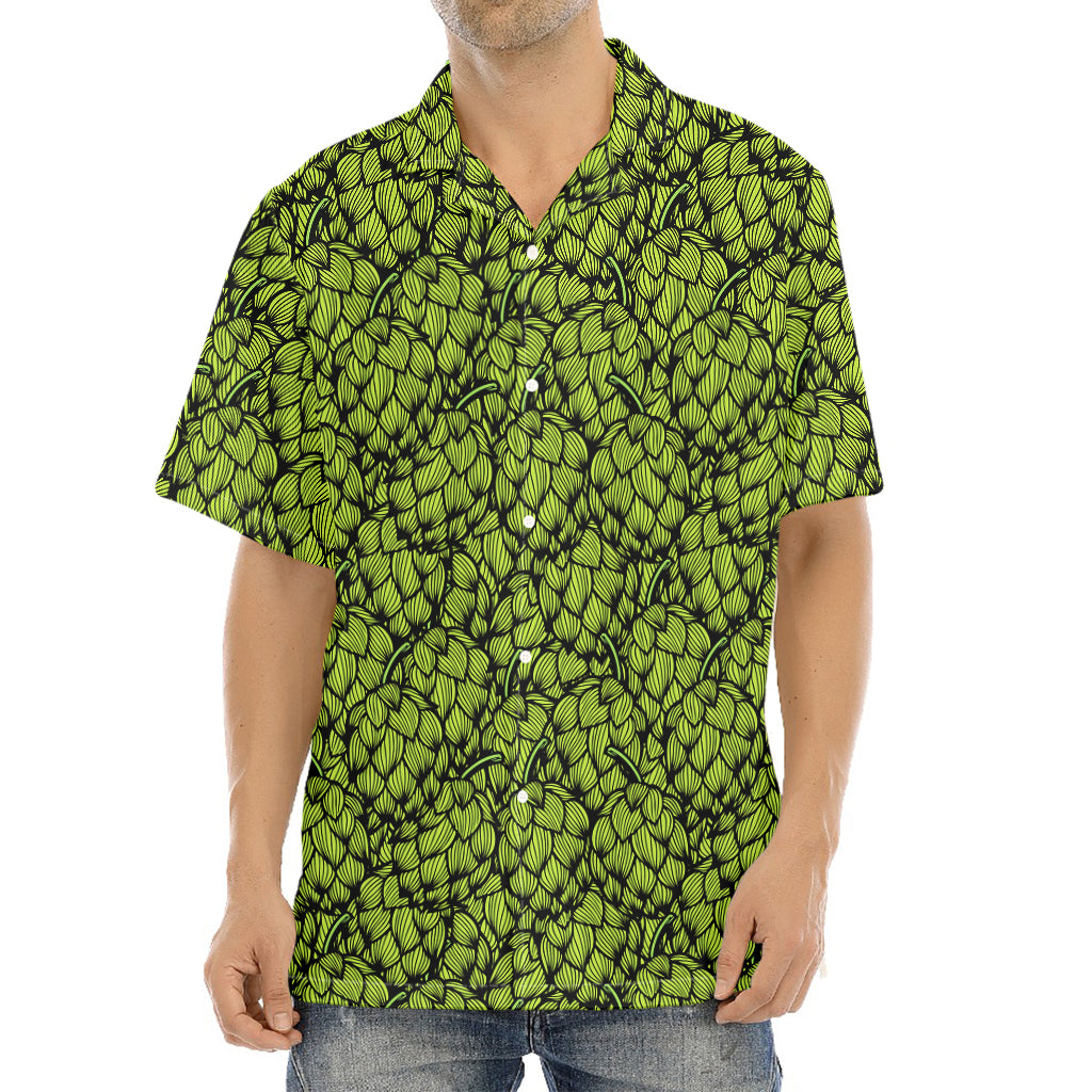 Green Hop Cone Pattern Print Aloha Shirt