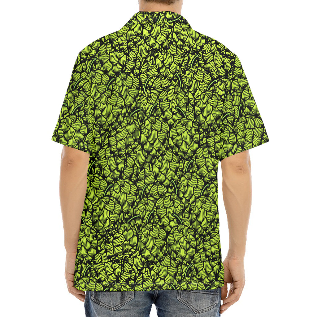 Green Hop Cone Pattern Print Aloha Shirt