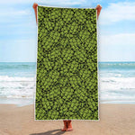 Green Hop Cone Pattern Print Beach Towel