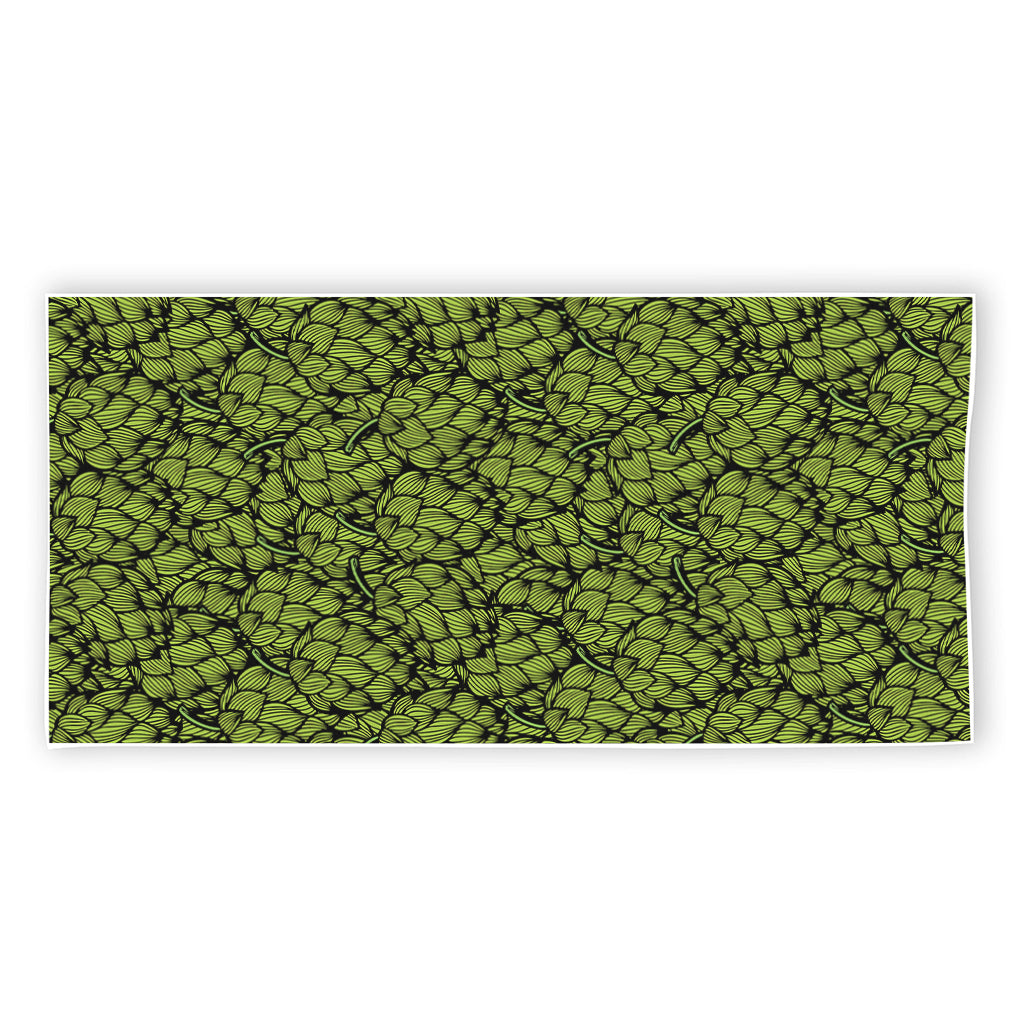 Green Hop Cone Pattern Print Beach Towel