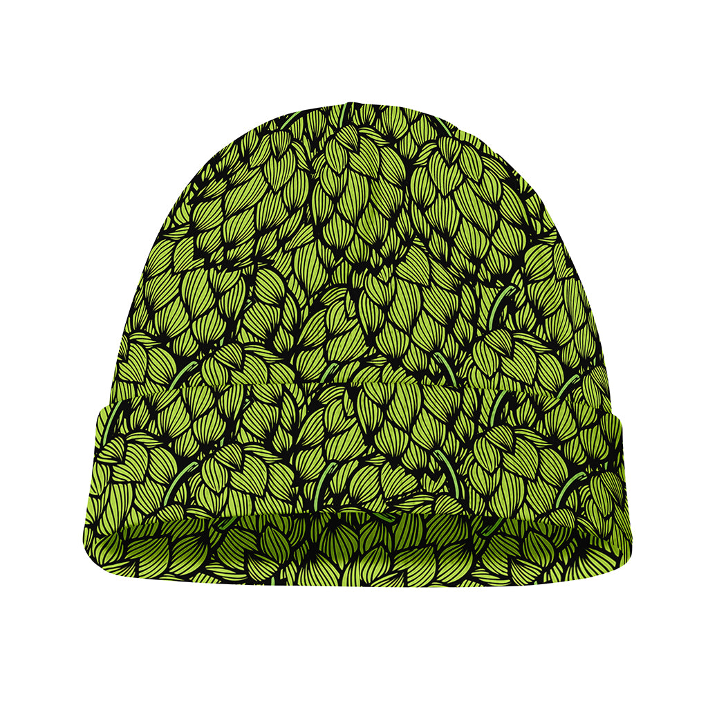 Green Hop Cone Pattern Print Beanie