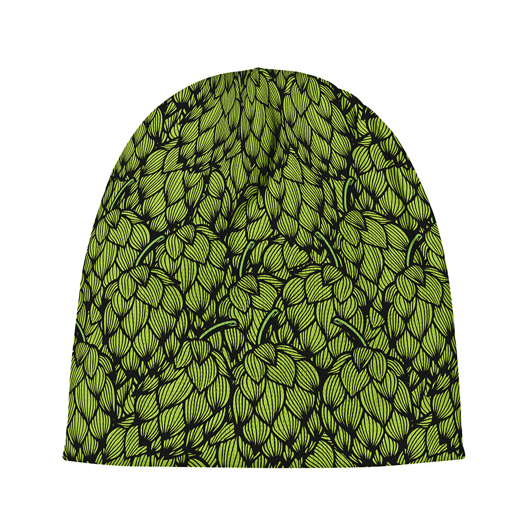 Green Hop Cone Pattern Print Beanie