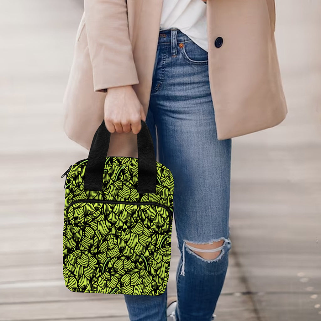 Green Hop Cone Pattern Print Bible Tote Bag