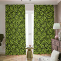 Green Hop Cone Pattern Print Dimout Pencil Pleat Curtains