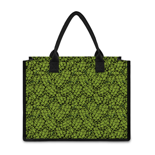 Green Hop Cone Pattern Print Canvas Tote Bag
