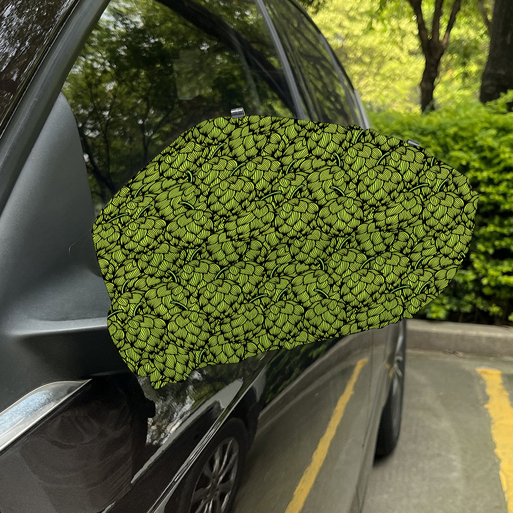 Green Hop Cone Pattern Print Car Side Mirror Covers