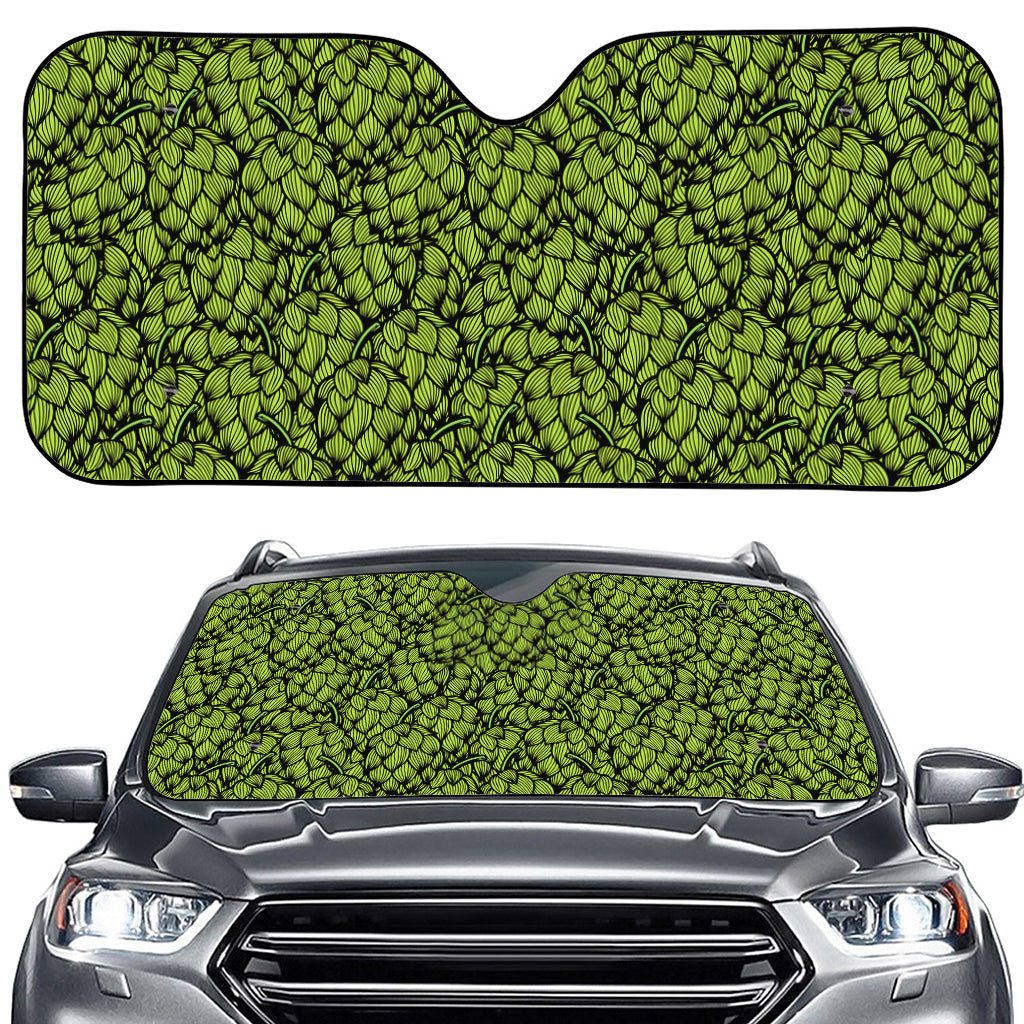 Green Hop Cone Pattern Print Car Windshield Sun Shade