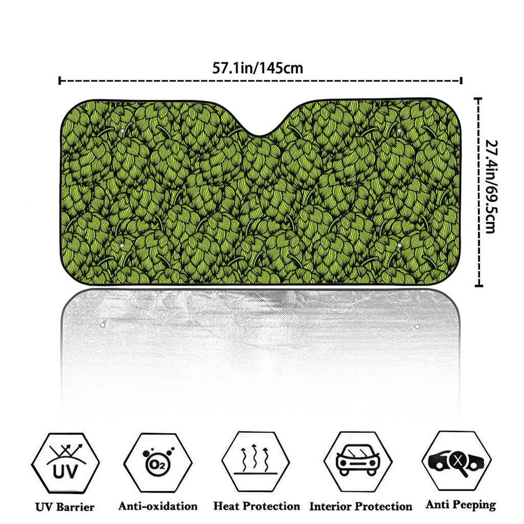 Green Hop Cone Pattern Print Car Windshield Sun Shade