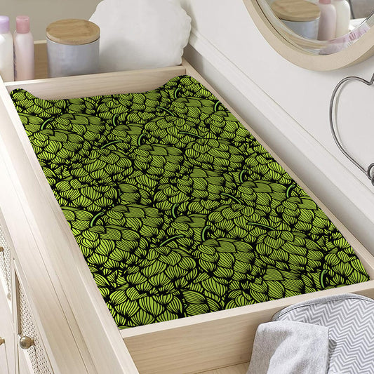 Green Hop Cone Pattern Print Changing Pad Cover