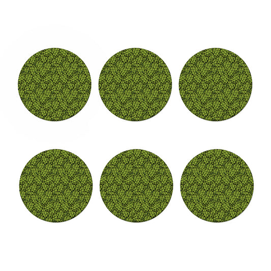 Green Hop Cone Pattern Print Coaster Set