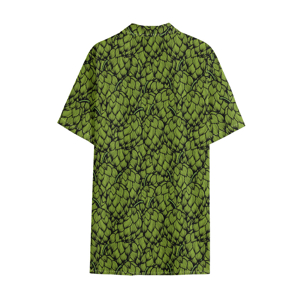 Green Hop Cone Pattern Print Cotton Hawaiian Shirt