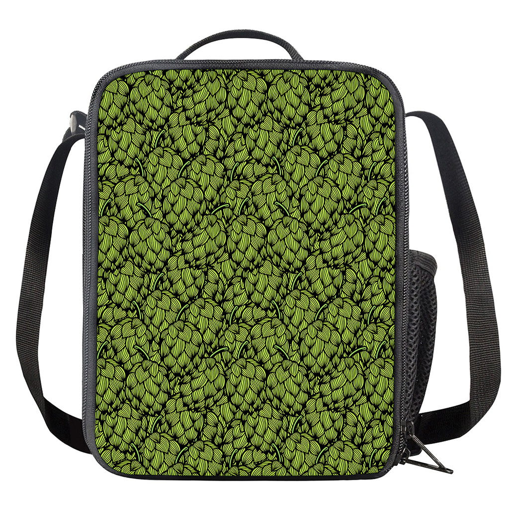 Green Hop Cone Pattern Print Crossbody Lunch Bag