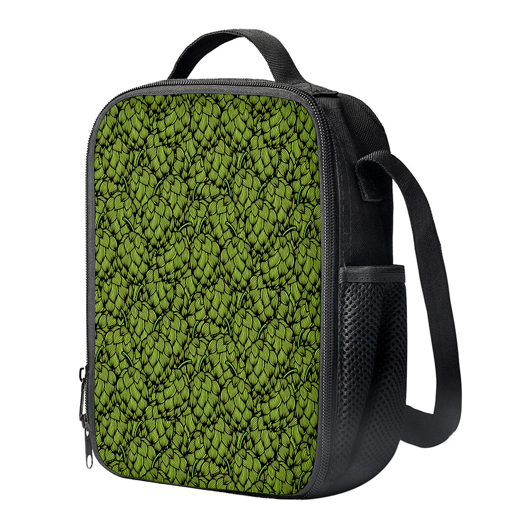 Green Hop Cone Pattern Print Crossbody Lunch Bag