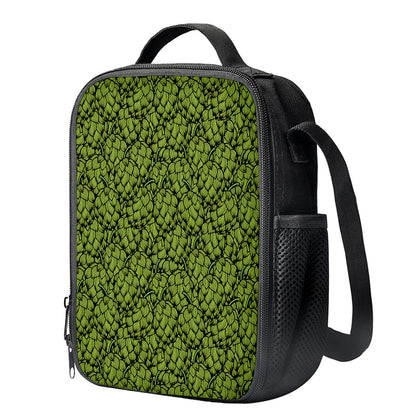 Green Hop Cone Pattern Print Crossbody Lunch Bag