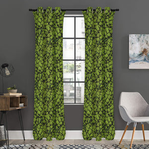 Green Hop Cone Pattern Print Curtain