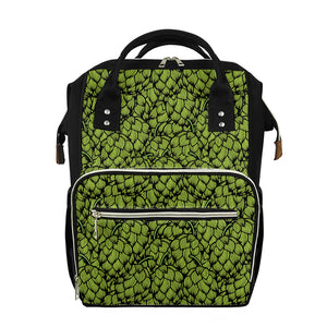 Green Hop Cone Pattern Print Diaper Bag